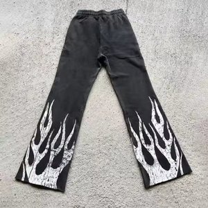 Pantalon de survêtement personnalisé en molleton lourd 100% coton Patchwork Joggers cordon Baggy bouffée impression pantalon évasé coupe ample - Product Image 3