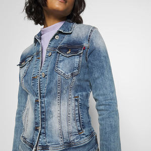 100% Cotton Women's Denim Jacket Washed Casual Design Long Sleeve Customizable Fabric Relaxed Fit Style - Product Image 3