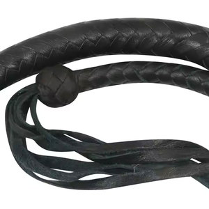 Pieds longs 12 tresse en cuir noir véritable taureau fouet robuste fabriqué à la main Bullwhip entraînement en plein air Sport équestre bétail - Product Image 4