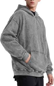 Sweat à capuche pour hommes en coton mélangé de base surdimensionné de haute qualité lavé à la pierre et à l'acide nouvelle arrivée sur mesure - Product Image 2