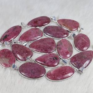 Collar con colgante de Rodonita rosa de estilo bohemio, regalo de Navidad para niñas o esposas, collar de piedras preciosas Chapado en plata - Product Image 2