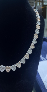 Hình Trái Tim Vòng Và <span class=keywords><strong>Baguette</strong></span> Cắt Kim Cương Bạc Vòng Cổ Với Micro Pave Thiết Lập Moissanite Kim Cương Hai Tone Vòng Cổ Trái Tim - Product Image 2