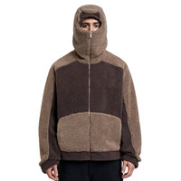 Sweat à capuche Sherpa Ninja masqué en polaire douce et chaude pour l'hiver, avec logo personnalisé, motif dessin animé, col montant et fermeture éclair intégrale sur le devant