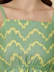 Robe A Line imprimée géométrique Viscos Rayon Tissu doux Nouveau <span class=keywords><strong>Romantique</strong></span> Sans Manches Casual Femmes Été Boho Prêt à Porter Robe - Product Image 4