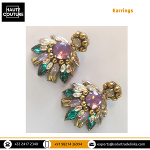 India Origin Casual Style Small Size Opal Crystals Made Handmade Hand Embroidered Dainty <b>Stud</b> <b>Earrings</b> for Women's <b>Girls</b> - Product Image 3