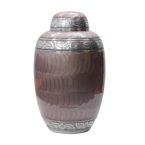 โกศเผาศพทำจากโลหะสำเร็จรูปสำหรับผู้ใหญ่ทำจากอะลูมิเนียมโดมเคลือบเคลือบด้วยดีบุกและงาช้างที่สวยงาม - Product Image 3