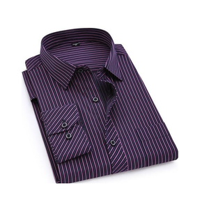 เสื้อเชิ้ตผู้ชายเวียดนามลดราคา - เสื้อเชิ้ตผู้ชายคุณภาพสูง ลายทาง แขนยาว เนื้อผ้านุ่ม สีพื้น เสื้อเชิ้ตทำงานผู้ชาย ไซส์ใหญ่ - Product Image 2