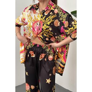 Yellow Shirt And Patterned <b>Trousers</b> Set - Yellow - Product Image 5