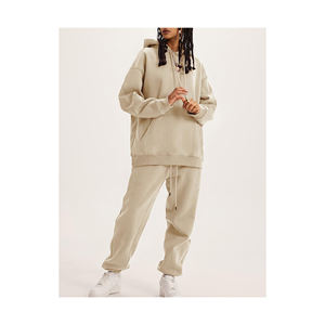 Survêtement surdimensionné pour hommes, respirant 100% coton, léger, épaule tombante, poche kangourou, ensemble de jogging à capuche, vente en gros - Product Image 4