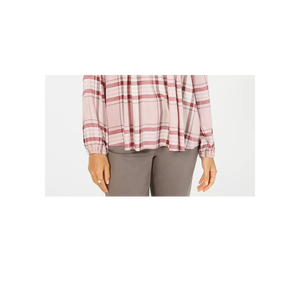Top in maglia da donna Style & Co, taglia grande, rosso brillante, a quadri, con collo a V - Product Image 3