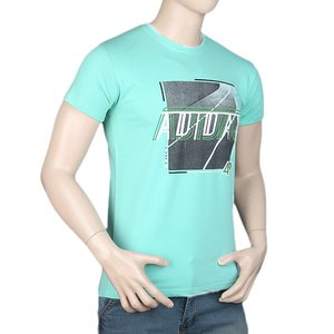 T-shirt imprimé slim fit pour homme - Cyan - Product Image 2