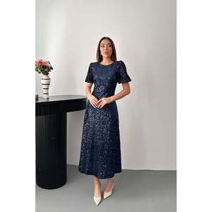 Vestido de Noche Azul Marino con Lentejuelas al por Mayor - Product Image 5
