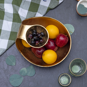 Tazón para servir Chip and Dip Tazón de ensalada y dulces escalonados de latón dorado - Product Image 5