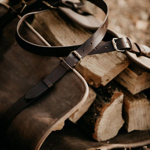 Sac fourre-tout en bois de chauffage moderne en cuir véritable robuste Durable fait à la main porte-bûches recyclable LLC-0013 cadeau environnemental - Product Image 4