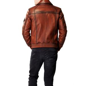 New Brown High Quality <b>Men</b> Biker Style Leather Bomber <b>Jacket</b> Fully Customized With Original <b>Sheepskin</b> Front <b>jacket</b> for <b>men</b> - Product Image 2