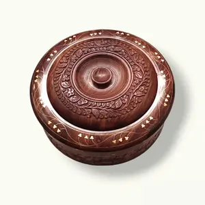 Premium Handcrafted Wooden Casserole <b>Box</b> for Elegant <b>Food</b> Presentation Heat Retention for Kitchen Weddings <b>Parties</b> From India - Product Image 3