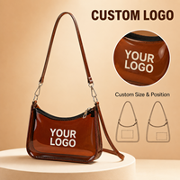 Sac à bandoulière de luxe personnalisé avec logo pour femme, couleur unie, fermeture éclair, sac à main avec décoration de serrure, sac sous le bras tendance, vente en gros