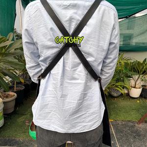 Venta al por mayor cocina impermeable correa de cuero delantal múltiples bolsillos logotipo personalizado impreso liso Denim lienzo Hotel uniformes - Product Image 3