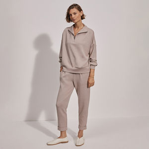 High Quality Unisex Crewneck Sweatshirt Half <b>Zipper</b> Long Sleeve Embroidery Hoodie Winter Spring Washed Technique Front - Product Image 3