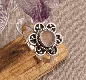 Anillo de Plata de Ley 925 con peridoto Natural y cuarzo rosa, anillo redondo de flores preciosas, anillo de compromiso de diseñador hecho a mano, regalo para ella - Product Image 4