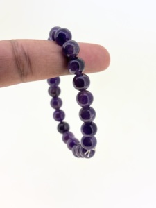 Améthyste violette naturelle 8 MM Cabochon rond taillé pierre précieuse solide 925 argent Sterling réglable perlé mignon Bracelets bijoux fins - Product Image 2