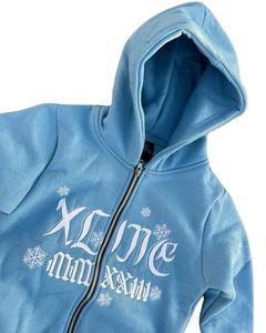 Ensemble pantalon de survêtement évasé et sweat à capuche unisexe à impression personnalisée Survêtement en éponge française deux pièces avec strass grande taille pour femmes - Product Image 4