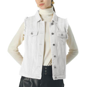 Chaleco Vaquero para Mujer con Logotipo Personalizado con Impresión Nuevo Diseño Moderno Cómodo Ajuste Relajado Chaleco Vaquero para Mujer - Product Image 6