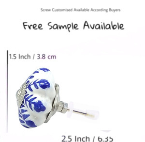 Perillas de cerámica de melón de flores azules, herrajes de níquel para cocina, dormitorio, almacén al aire libre, manija de armario de cajón de tocador escolar - Product Image 3