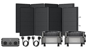 Ecos flow 2x Delta Pro Ultra Powerstations and 50 Amp Hub Kit - 14.4kW AC Output - Featuring 2x 400W <b>Foldable</b> <b>Solar</b> <b>Panels</b> 1 Li - Product Image 1