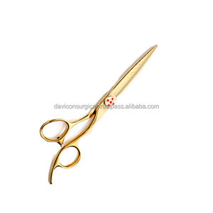 Ciseaux de coiffure en acier inoxydable de couleur or, outil de barbier, dépressoir - Product Image 1