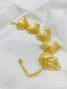 Bracelet en laiton plaqué or visage de lion classique fait à la main bracelet en diamant à la mode pour les fêtes de mariage accessoire de mode - Product Image 2