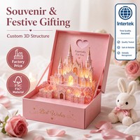 Boîte cadeau en papier avec logo personnalisé, éclairage LED, emballage cadeau romantique de luxe avec château et grande roue