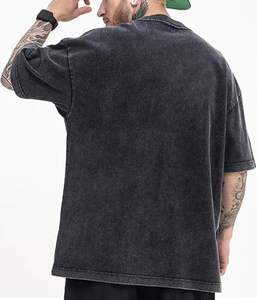 Acrid Wash Printed Round Neck Casual <b>T</b>-<b>shirt</b> Men180 Gsm <b>Heavy</b> Weight Cotton <b>T</b>-<b>Shirt</b> Custom Screen Print Streetwear <b>T</b> <b>Shirts</b> - Product Image 2