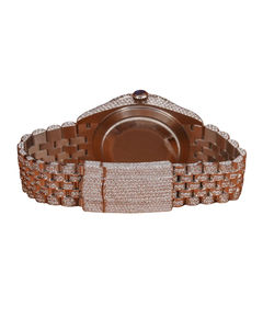 Montre en or blanc de qualité supérieure sertie de diamants, personnalisée avec un cadran bleu Mop, montre hip-hop sertie de diamants moissanite - Product Image 4