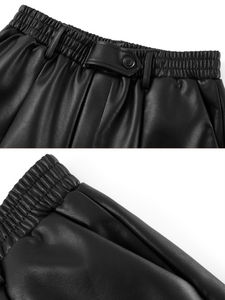 2026 Spring Summer New High Waist PU Leather Shorts Women's Casual Loose Elastic Waist A-<b>Line</b> Wide Leg Slimming Boot <b>Pants</b> - Product Image 4