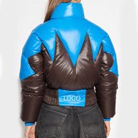 Blouson Bomber Réversible Hiver 2021 pour Femme – Couleur Unie Décontractée, Imperméable, avec Capuche, en Laine, Nylon et Lin à Motif Pailleté