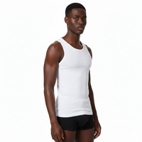 Sous-vêtements thermiques personnalisés anti-transpiration 100% coton, coupe ajustée, col rond, sans manches, pour hommes, impression de logo OEM, respirant