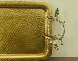 Plateau de présentation de service en laiton plaqué argent au design moderne plateau de service en laiton décoratif pour les derniers ustensiles de cuisine - Product Image 4