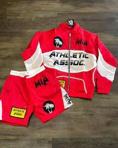 Sweat-shirt à capuche et short de sport zippés avec doublure en maille personnalisé Short coupe-vent et veste de survêtement pour hommes 2 pièces - Product Image 4