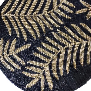 Premium Modern Satin Charger <b>Mat</b> with Leaf Design Handmade Beadwork <b>Table</b> Decoration for Home Weddings and Banquets - Product Image 4