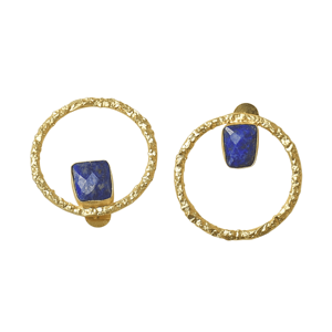 Pendientes de Latón de Moda para Exportación, con Piedras Semipreciosas Naturales, Textura Mate de Latón, Hipoalergénicos, Seguros de Usar, Alta Calidad - Product Image 3