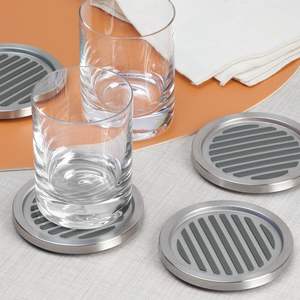 Trendy Metallic <b>Drink</b> Coasters set with <b>Stands</b> Ideal Living Room Kitchen bar Tables Contemporary Design for a Modern Lifestyle - Product Image 1