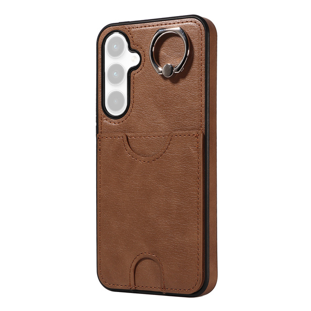 Ring Grip PU+TPU Phone Case for 17 Air Pro Max SIM Card & Kickstand Holder Anti-fall Shockproof Anti-fingerprint 4 Colors