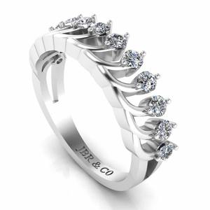 แหวนเพชรเม็ดกลมสีขาวชุบทอง925สำหรับผู้หญิงแหวนแต่งงานสไตล์มงกุฎทำจากเงินสเตอร์ลิง - Product Image 2