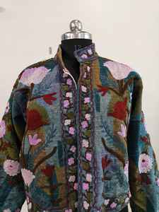 เสื้อแจ็คเก็ตซูซานีปักมือสุดพิเศษ ผ้าฝ้ายซูซานี ผ้า TNT สไตล์โบฮีเมียน เสื้อโค้ทซูซานีสำหรับผู้หญิง เสื้อแจ็คเก็ตซูซานีปักลาย SALT - Product Image 2