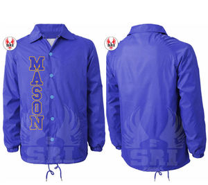 Masonic Regalia Master Mason Custom Nylon Coaches <b>Jackets</b> Waterproof Coaches <b>Jackets</b> Nylon 100%Polyester Blue Coaches <b>Jacket</b> - Product Image 6