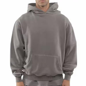 Pull à capuche surdimensionné 100% coton pour homme, poids lourd, luxe, vierge pour l'hiver, impression personnalisée, style streetwear à épaules tombantes - Product Image 1