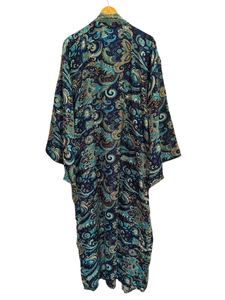 Vêtements de plage chemise kimono en soie pour femme multicolore doux vêtements de maison chemisier en soie multicolore tunique kimono courte enveloppante - Product Image 5