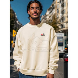 <b>Men</b> Oversized Sweatshirt Cotton Blended Crewneck <b>Pullover</b> With Simple Logo Detail <b>For</b> Daily Streetwear Outfits - Product Image 2
