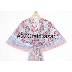 Kaftan long en pur coton doux, imprimé floral, pour futures mamans, idéal comme tenue de plage, vêtement de nuit ou tenue quotidienne confortable. - Product Image 3